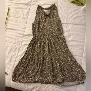 LC Lauren Conrad Black and Cream Floral Midi Dress